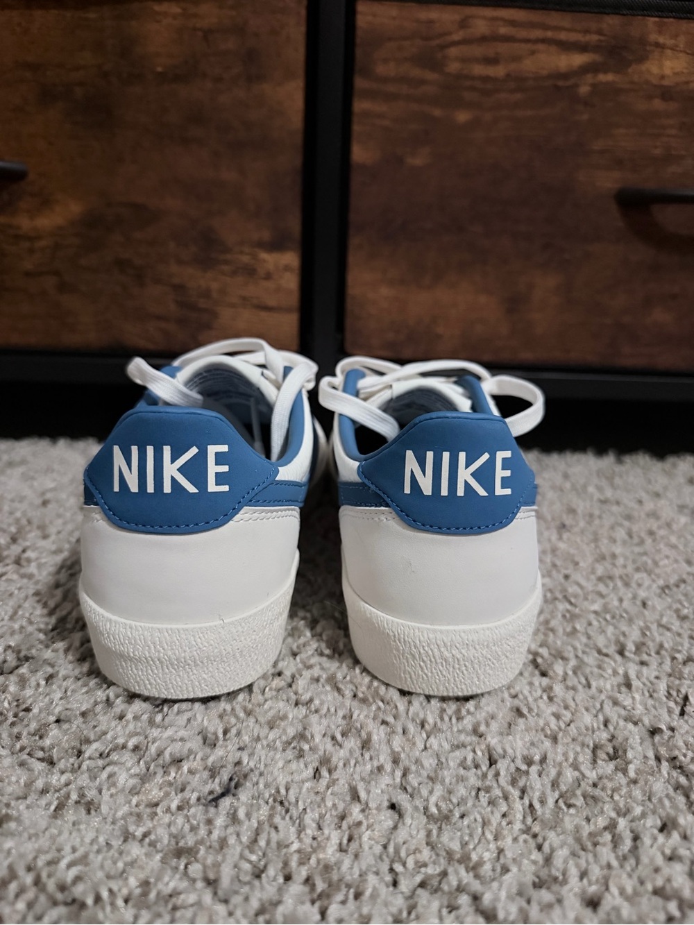 Nike White and Blue Kids Low-Top Sneakers